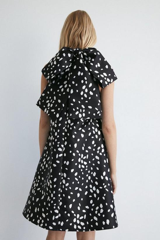 Warehouse Dalmatian Print Satin Twill Bow Back A Line Mini Dress 3