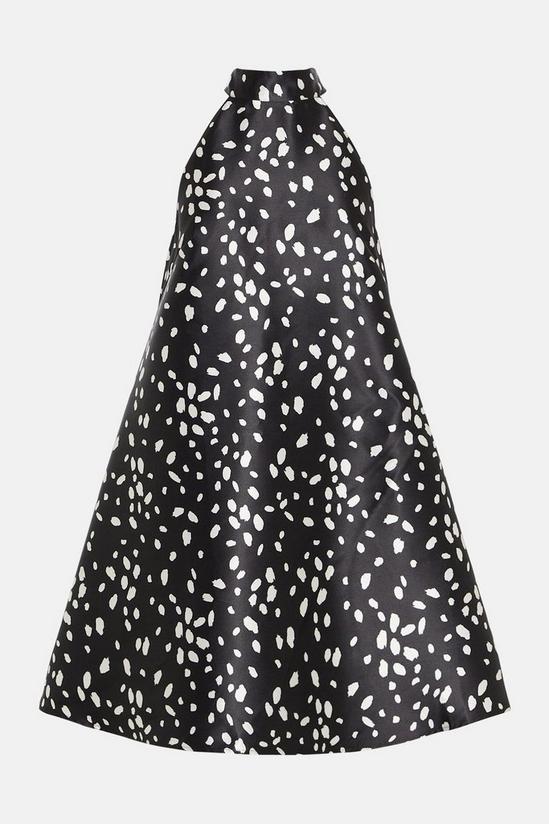 Warehouse Dalmatian Print Satin Twill Bow Back A Line Mini Dress 4