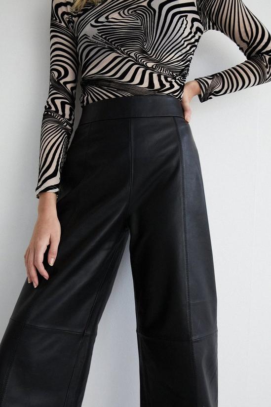 Warehouse Real Leather Wide Crop Trouser 2