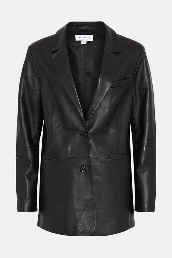 Warehouse Real Leather Single Breasted Blazer 4
