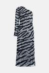 Warehouse Hand Embellished One Shoulder Zebra Midi Dress thumbnail 4