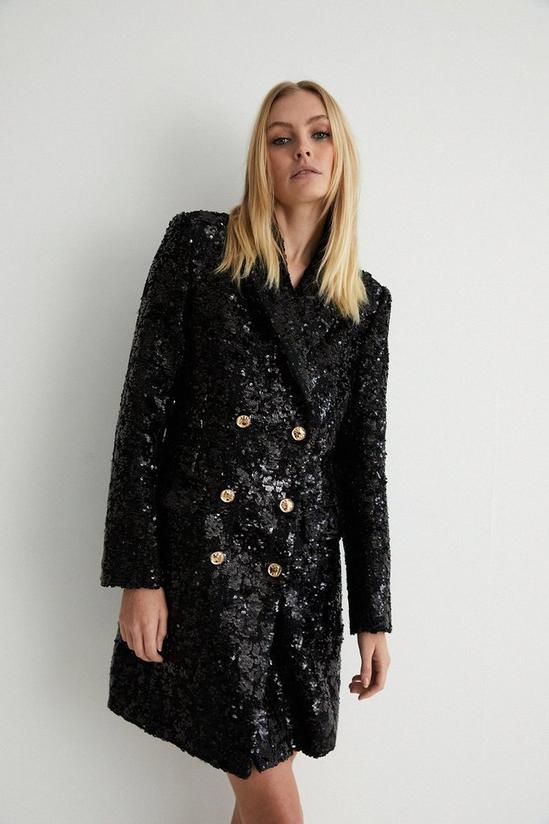 Warehouse Sequin Tweed Double Breasted Blazer Dress 3