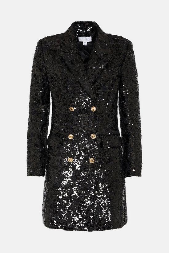Warehouse Sequin Tweed Double Breasted Blazer Dress 4