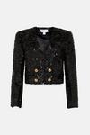 Warehouse Cropped Sequin Tweed Double Breasted Jacket thumbnail 4