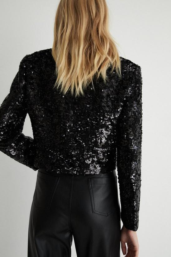 Warehouse Cropped Sequin Tweed Double Breasted Jacket 5