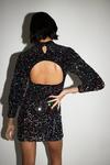 Warehouse Velvet Rainbow Sequin Cut Out Back Mini Dress thumbnail 3