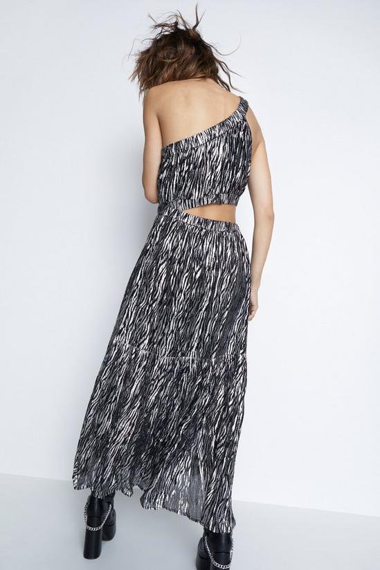 Warehouse Sparkle Zebra Asymmetric Maxi Dress 3