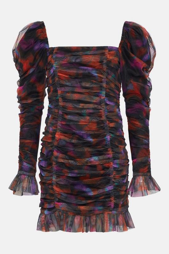 Warehouse Printed Ruched Detail Mini Dress 4