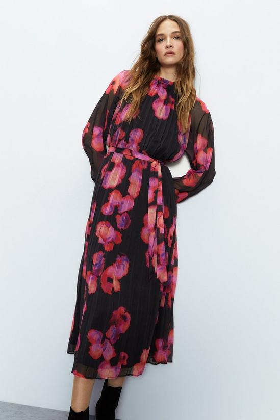 Warehouse Floral Relaxed Pleated Midi Dress 1