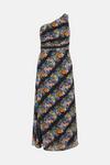 Warehouse Floral Asymmetric Neck Pleated Midi Dress thumbnail 4
