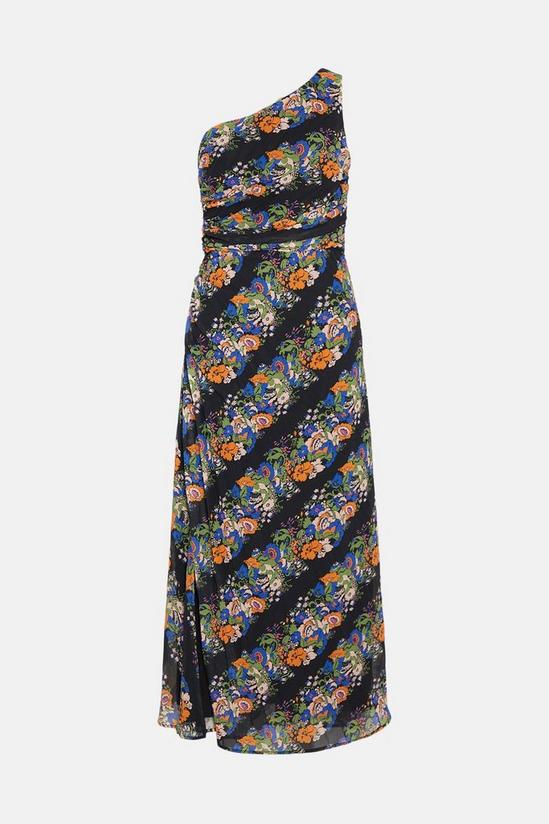 Warehouse Floral Asymmetric Neck Pleated Midi Dress 4