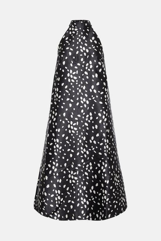 Warehouse Dalmatian Print Satin Twill Bow Back A Line Midi Dress 4