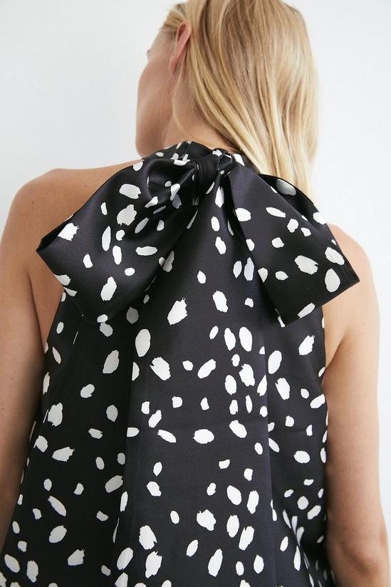 Warehouse Dalmatian Print Satin Twill Bow Back A Line Midi Dress 5