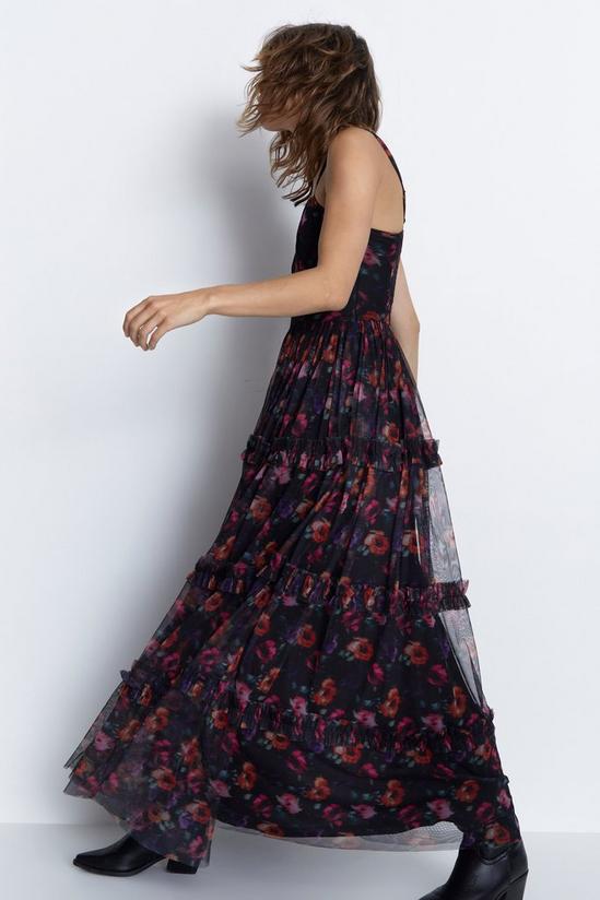 Warehouse Floral Tulle Strappy Maxi Dress 3