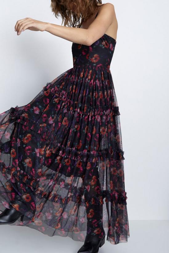 Warehouse Floral Tulle Strappy Maxi Dress 4