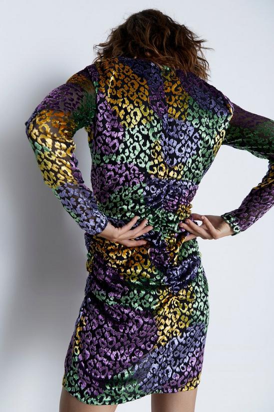 Warehouse Leopard Devore Ruched Mini Dress 3