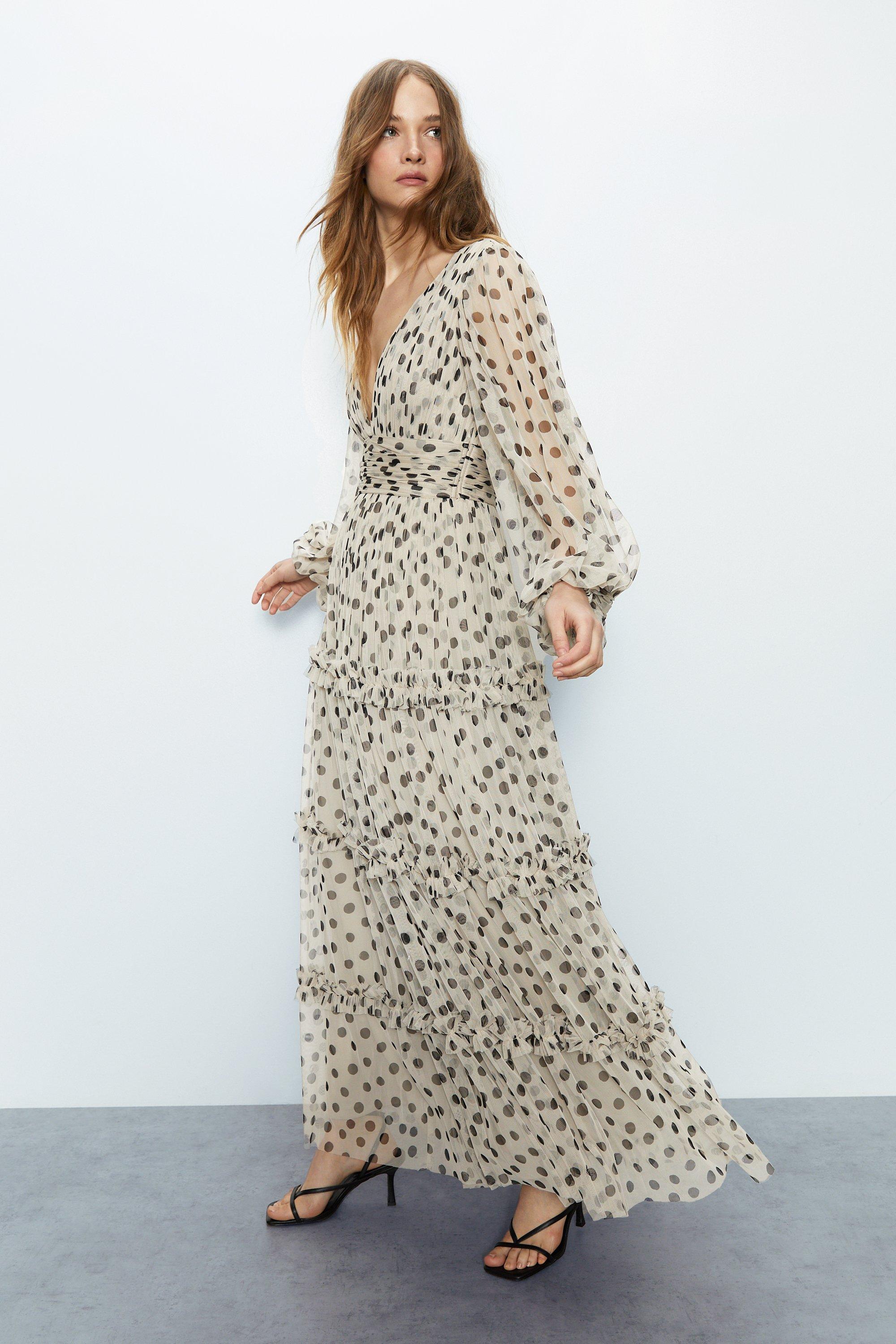 Warehouse metallic spot outlet dress