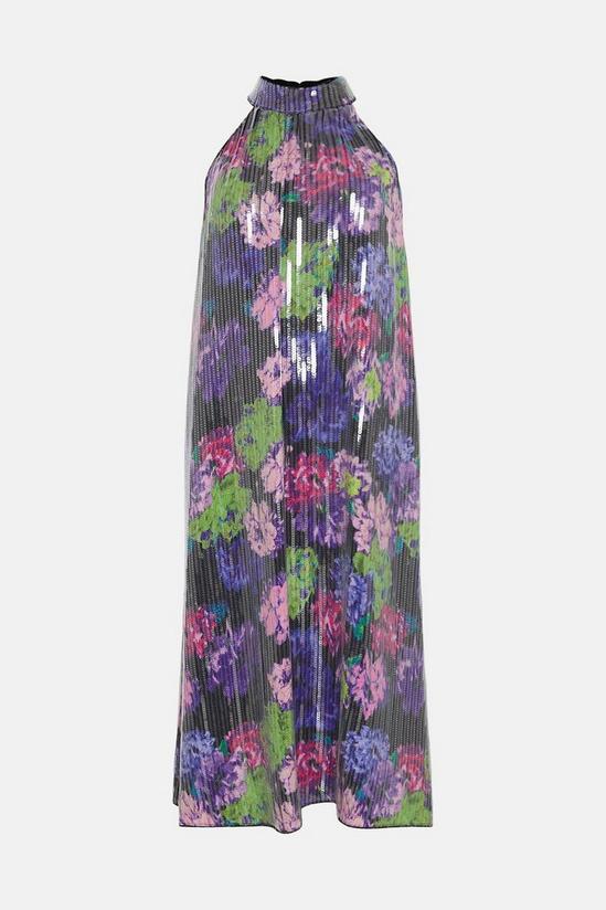 Warehouse Printed Sequin Halterneck Midi Dress 4