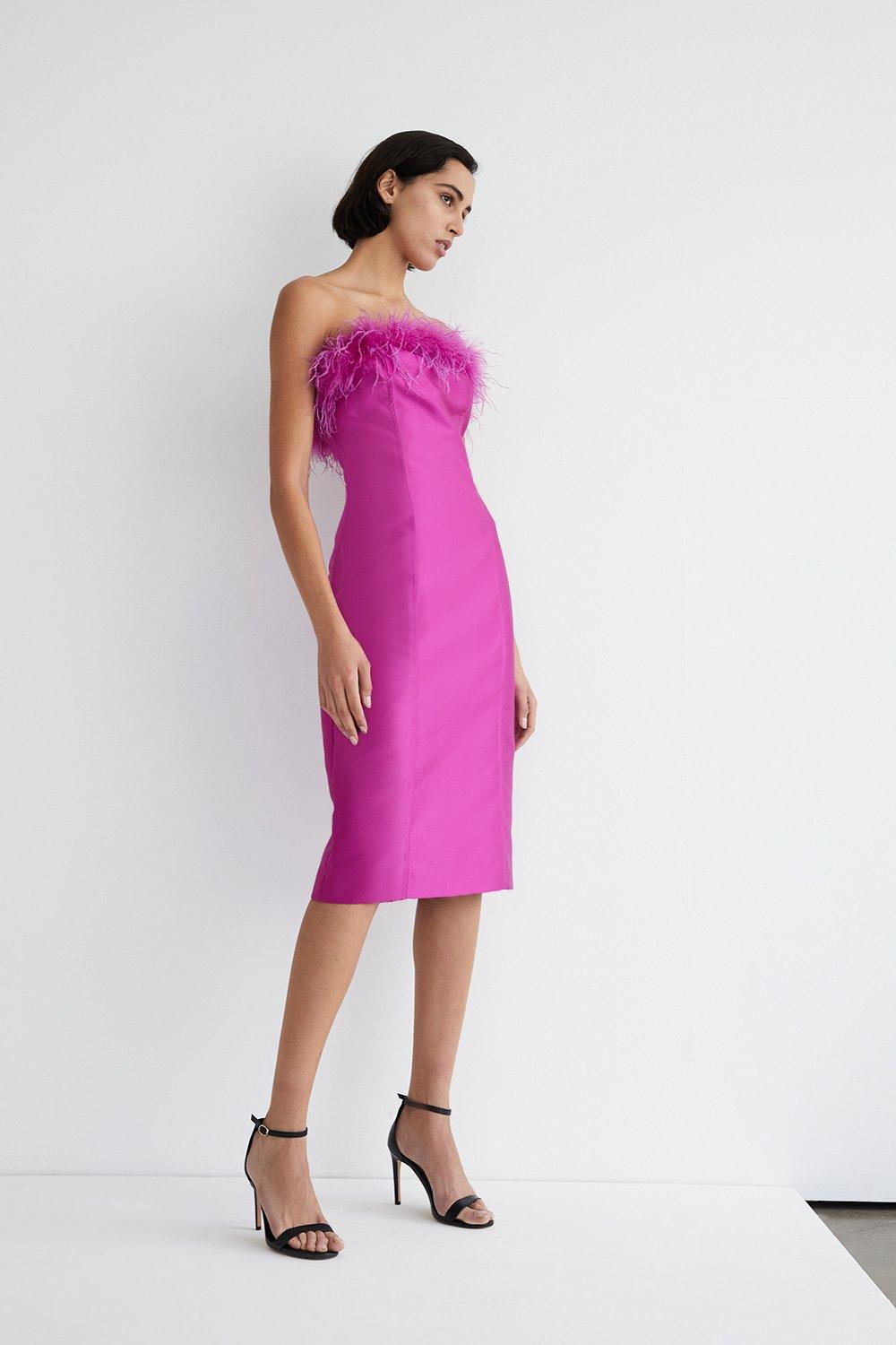 Womens Feather Bandeau Dress - purple