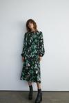 Warehouse Floral Print Long Sleeve Tea Midi Dress thumbnail 1