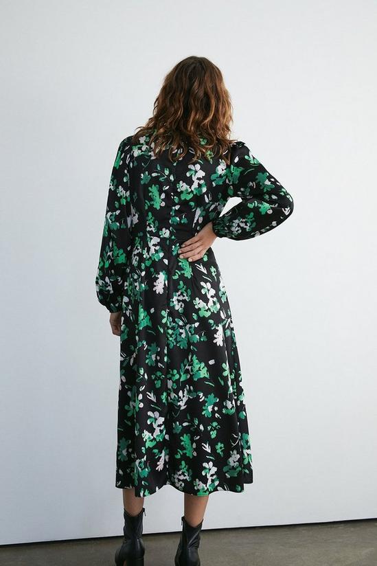 Warehouse Floral Print Long Sleeve Tea Midi Dress 3