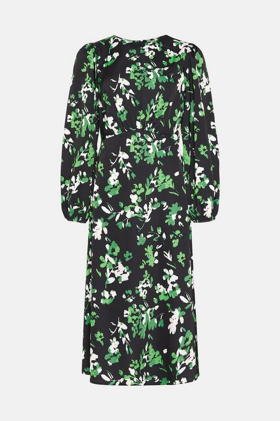 Warehouse Floral Print Long Sleeve Tea Midi Dress 4