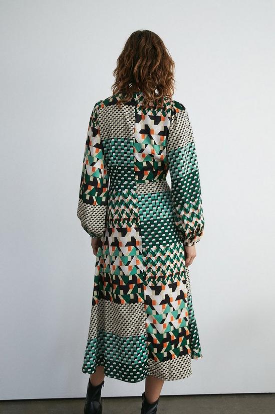 Warehouse Geo Print Long Sleeve Tea Midi Dress 3