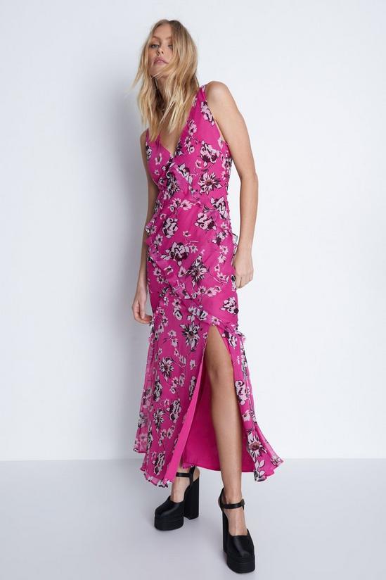 Warehouse Petite Premium Ruffle Detail Floral Maxi Dress 1