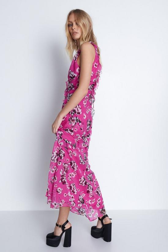 Warehouse Petite Premium Ruffle Detail Floral Maxi Dress 2