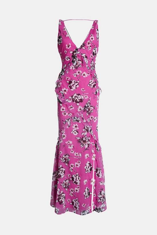 Warehouse Petite Premium Ruffle Detail Floral Maxi Dress 4