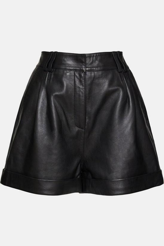 Warehouse Real Leather Turn Up Shorts 4