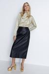 Warehouse Real Leather Midi Column Skirt thumbnail 2