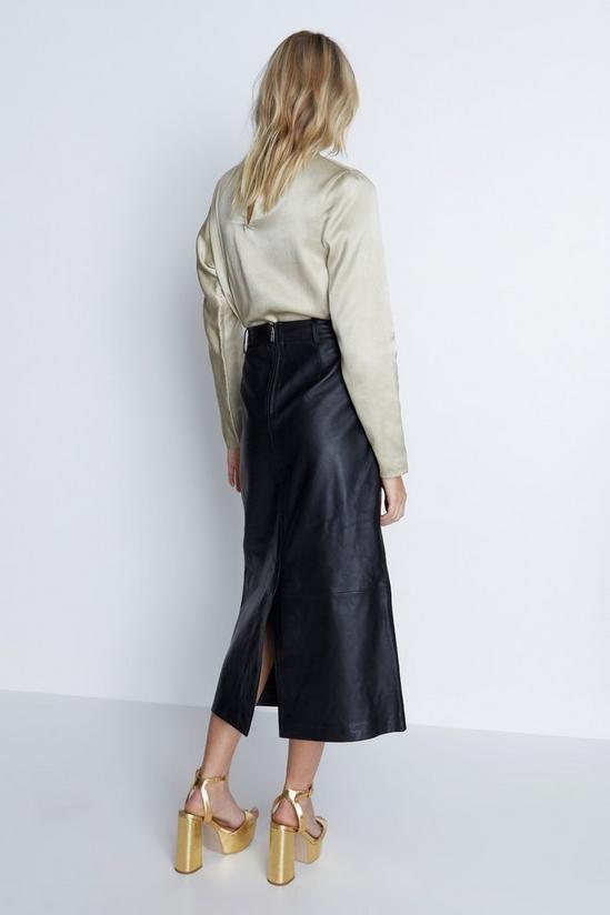 Warehouse Real Leather Midi Column Skirt 3