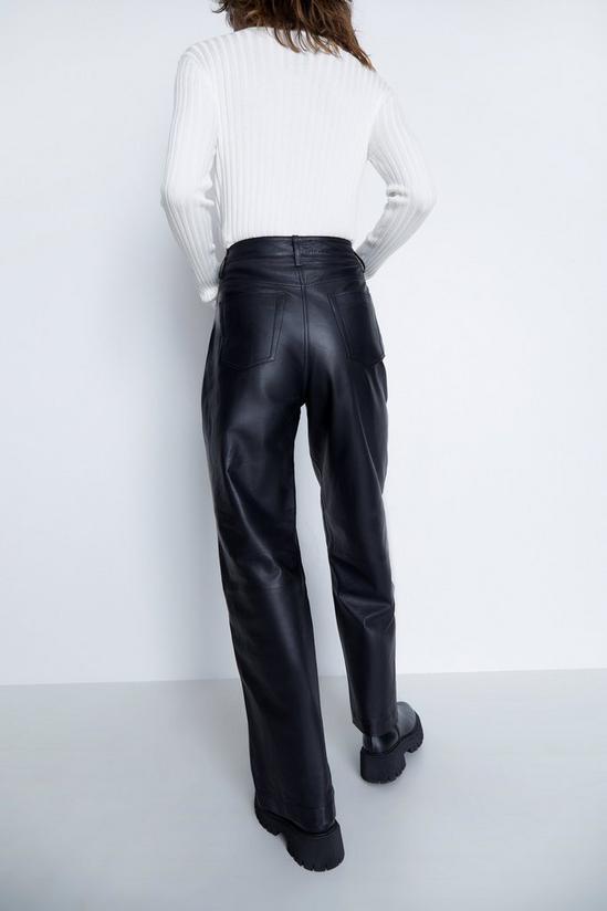 Warehouse Real Leather 5 Pocket Wide Leg Trouser 3