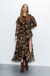 Warehouse Premium Floral Ruffle Detail Tiered Maxi Dress thumbnail 3