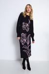 Warehouse Floral Placement Jacquard Knit Midi Dress thumbnail 1