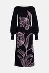 Warehouse Floral Placement Jacquard Knit Midi Dress thumbnail 4