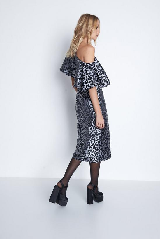 Warehouse Leopard Print One Shoulder Midi Dress 3