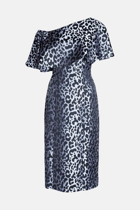 Warehouse Leopard Print One Shoulder Midi Dress 4