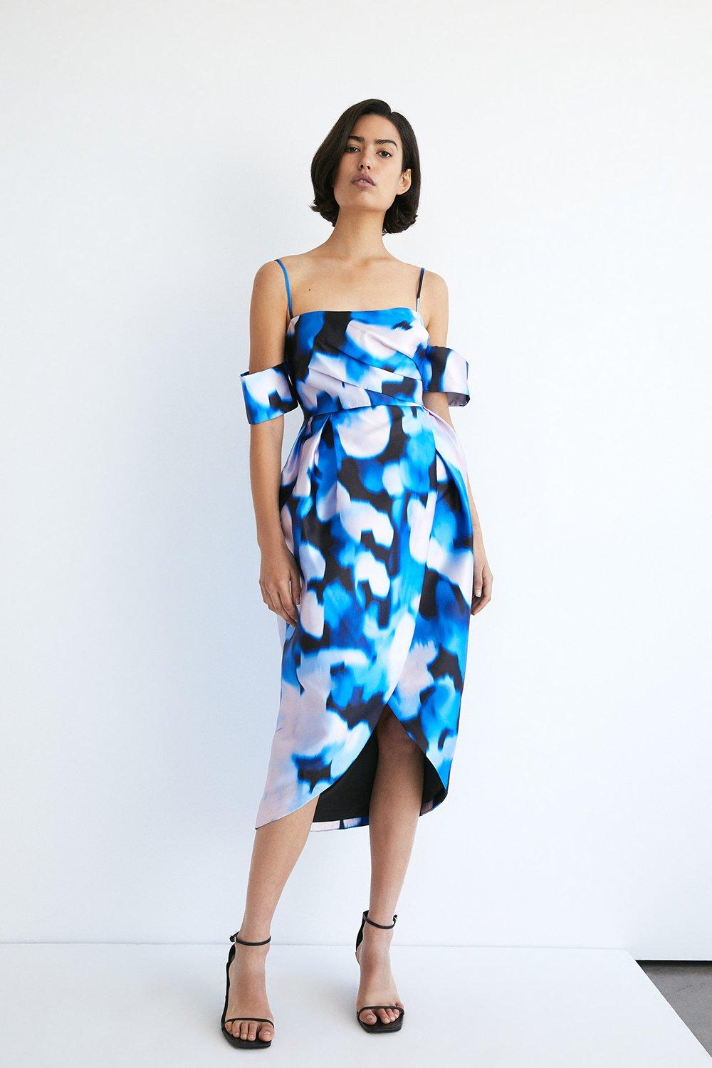 Womens Printed Tulip Dress - multi