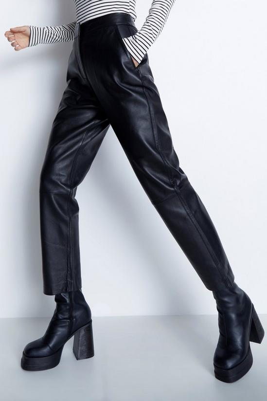 Warehouse Real Leather Clean Slim Leg Trouser 2