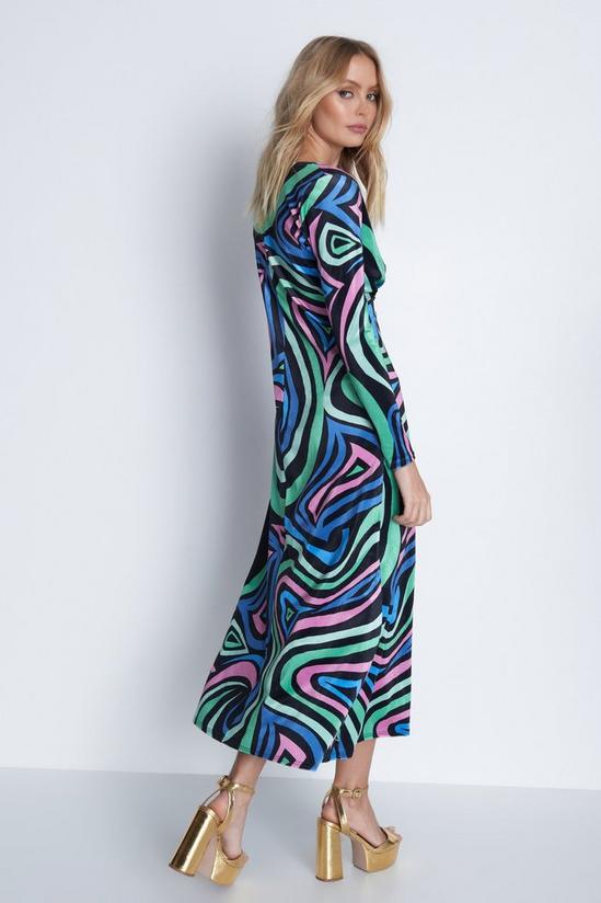 Warehouse Swirl Print Velvet Plunge Neck Midi Dress 3