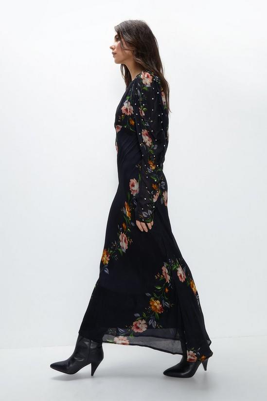 Warehouse Kara Rose Chiffon Diamante Detail Maxi Dress 2