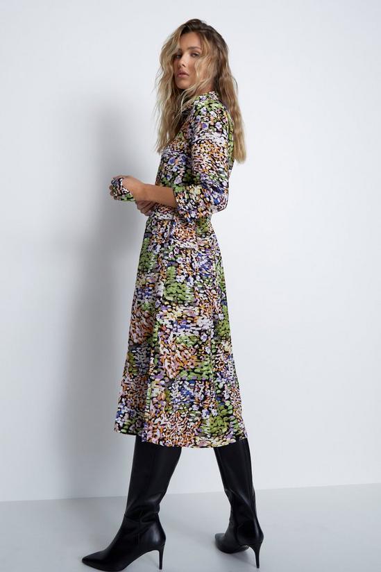 Warehouse Abstract Smudge Roll Sleeve Shirt Dress 3