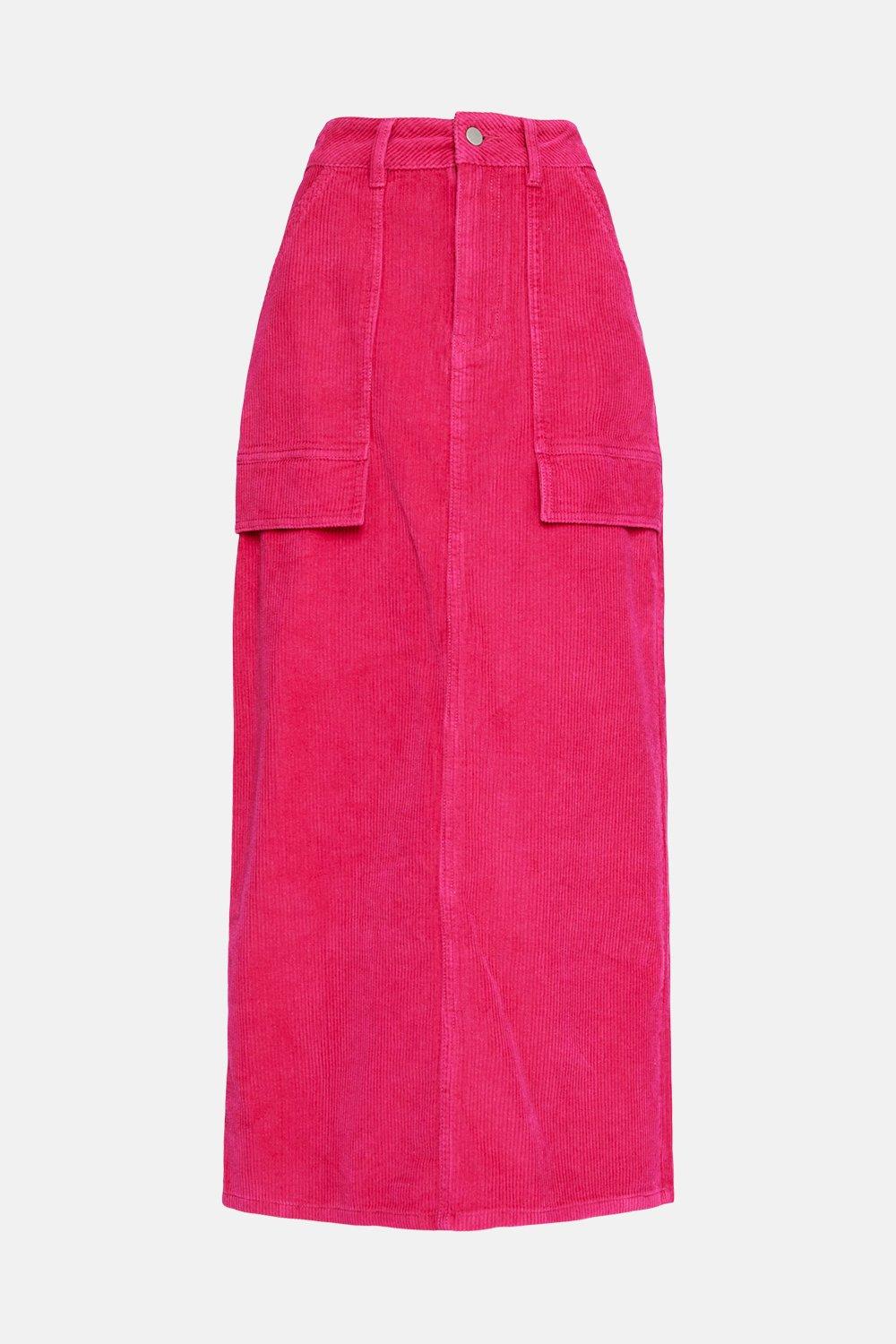 Pink cord hotsell midi skirt