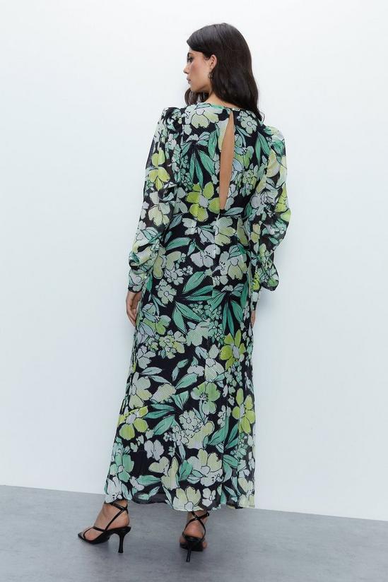 Warehouse Floral Metallic Stripe Printed Midi Dress 5