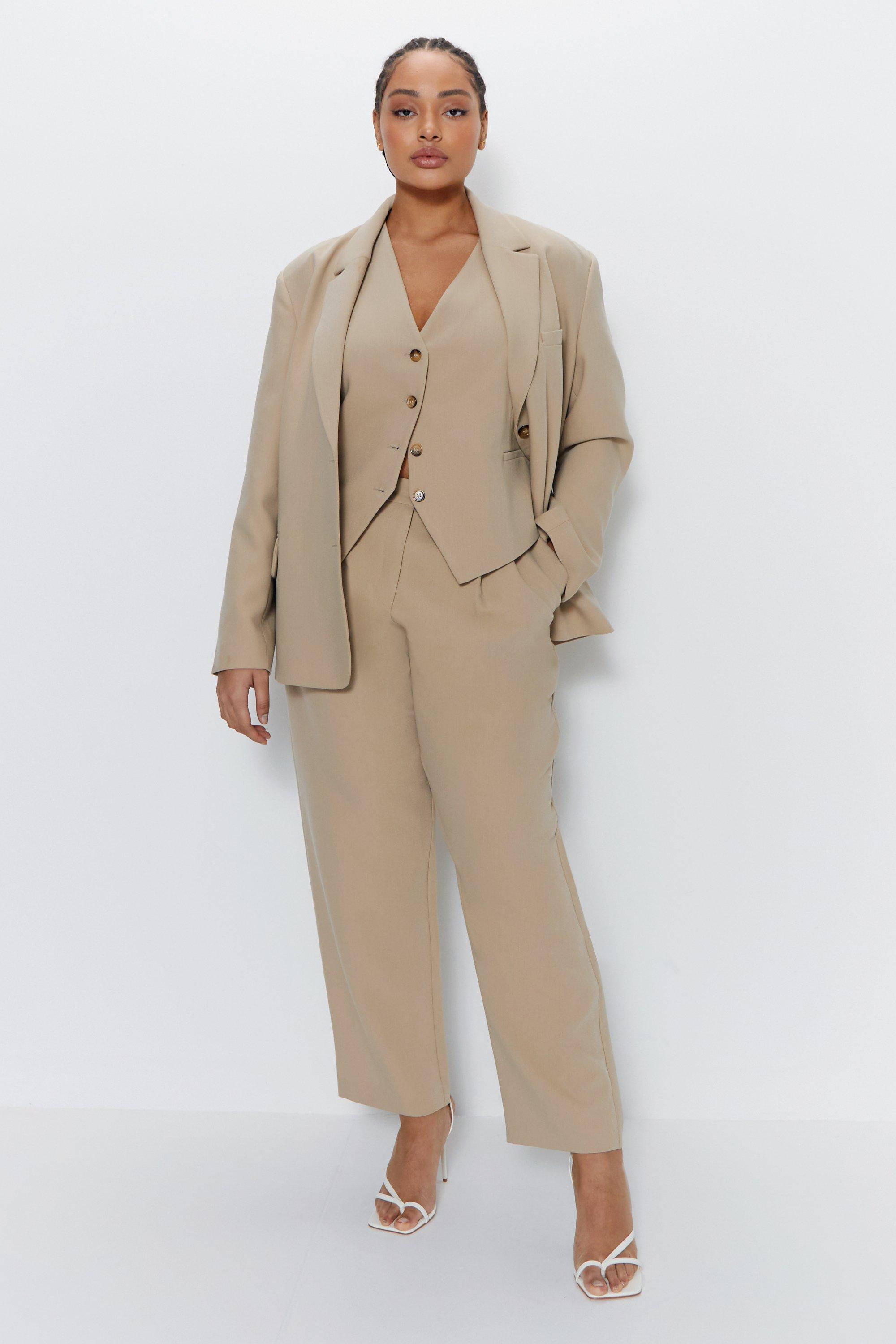 Womens Plus Tailored Tapered Trouser - taupe