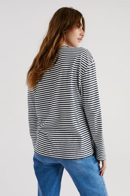 Warehouse Cotton Stripe Long Sleeve T-shirt 4