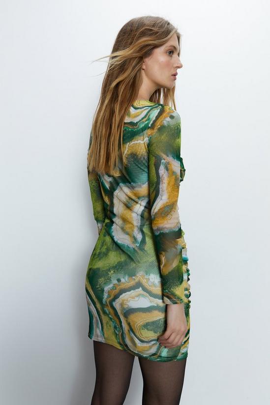 Warehouse Abstract Print Mesh Mini Dress 5