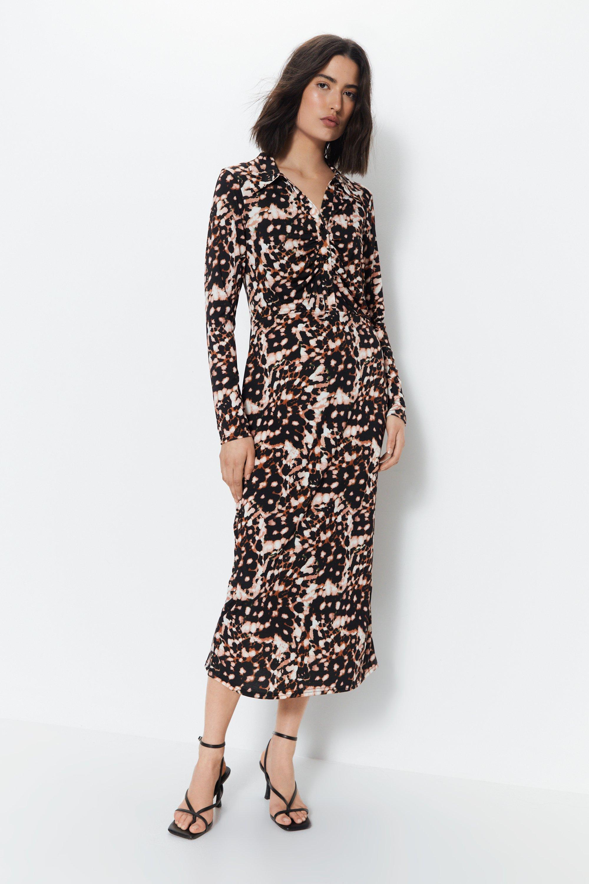 Warehouse animal store print midi dress